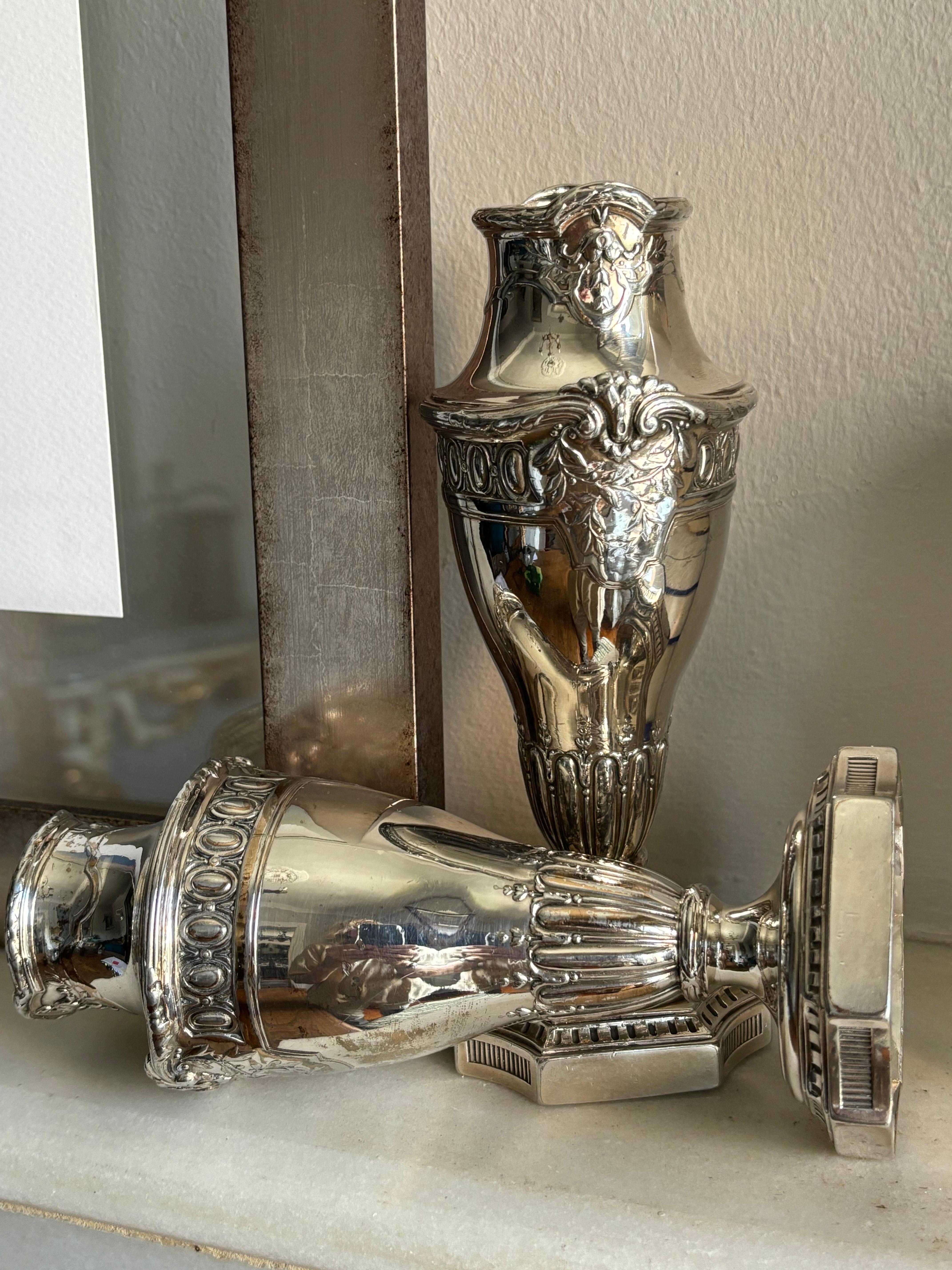 Coppia di vasi da fiori francesi Art Nouveau placcati in argento S. Anon. Ercuis in vendita 5