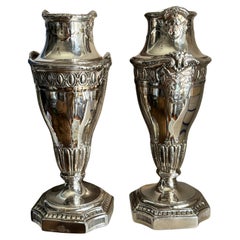 Coppia di vasi da fiori francesi Art Nouveau placcati in argento S. Anon. Ercuis