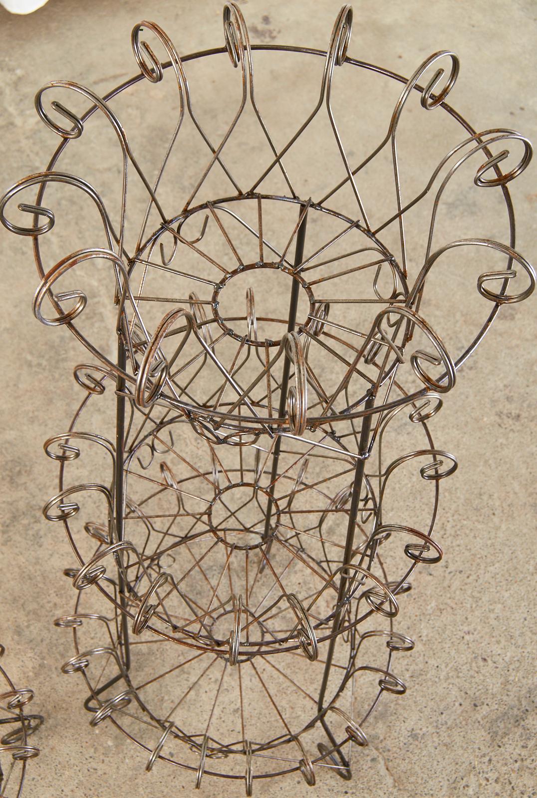 Pair of French Art Nouveau Style 3 Tier Wire Plant Stands 3