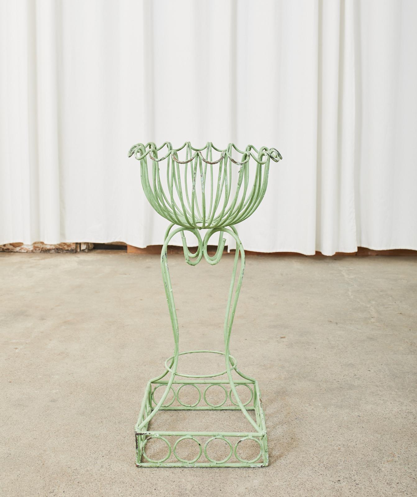 Pair of French Art Nouveau Style Iron Planters Jardinaires 1