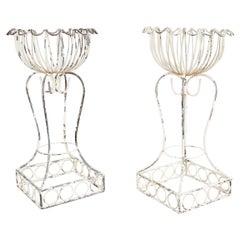 Pair of French Art Nouveau Style Iron Planters Jardinaires
