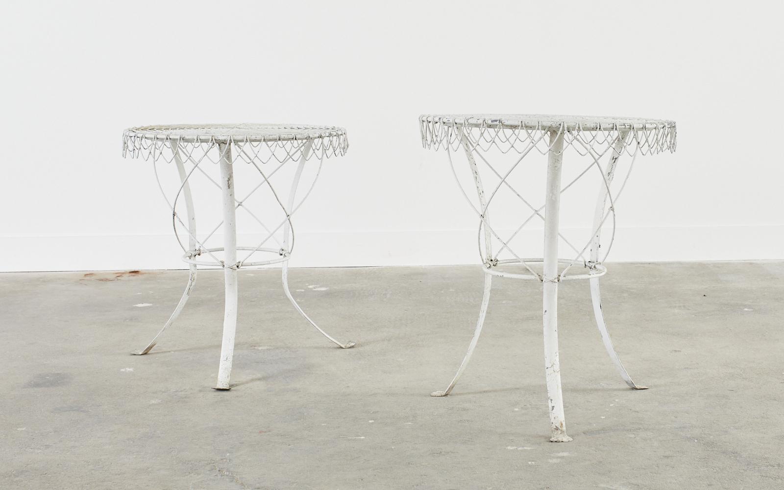 Pair of French Art Nouveau Style Iron Wire Garden Tables For Sale 9