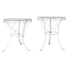 Pair of French Art Nouveau Style Iron Wire Garden Tables