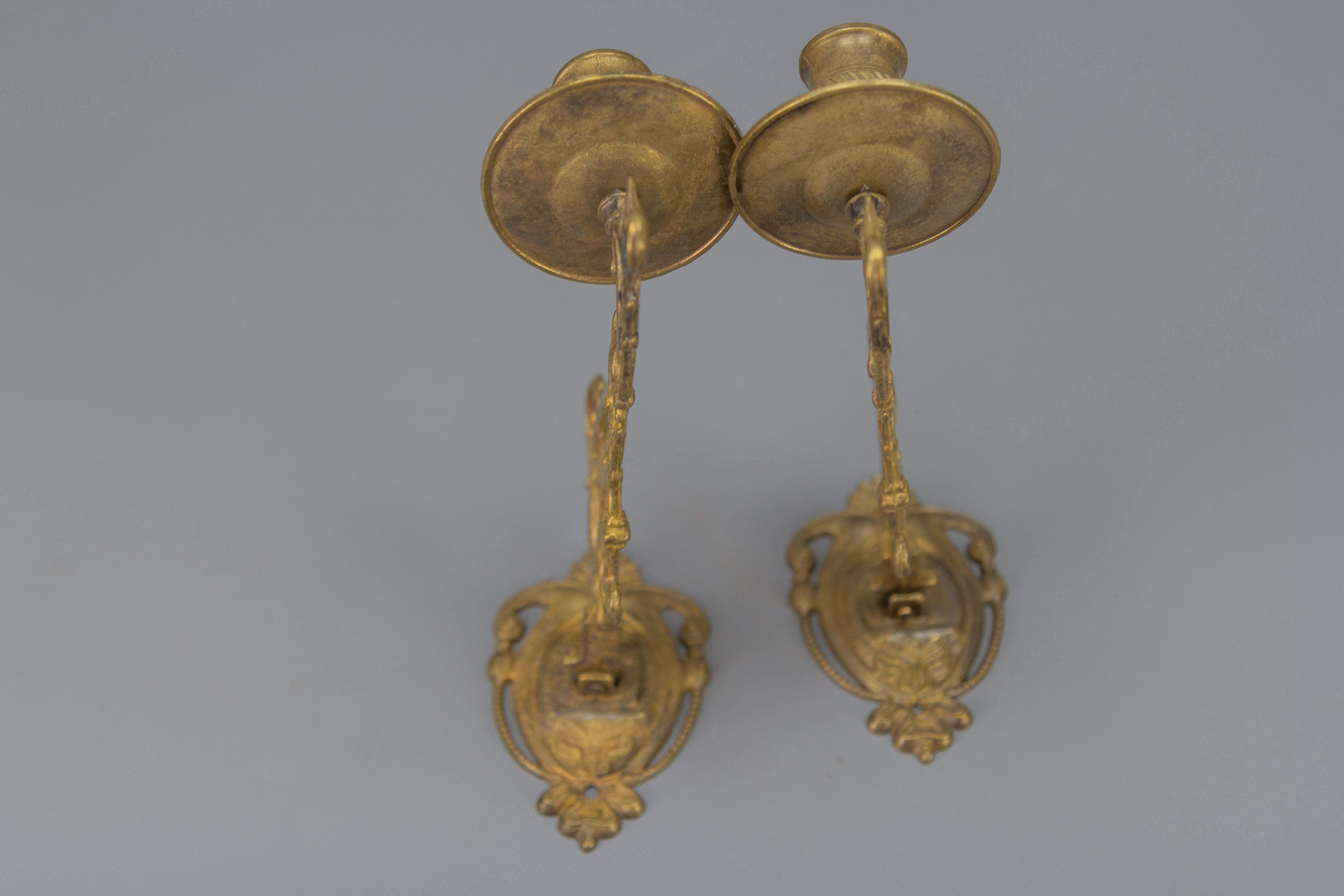 Pair of French Art Nouveau Style Piano Candlesticks or Wall Lights, 1950s For Sale 8