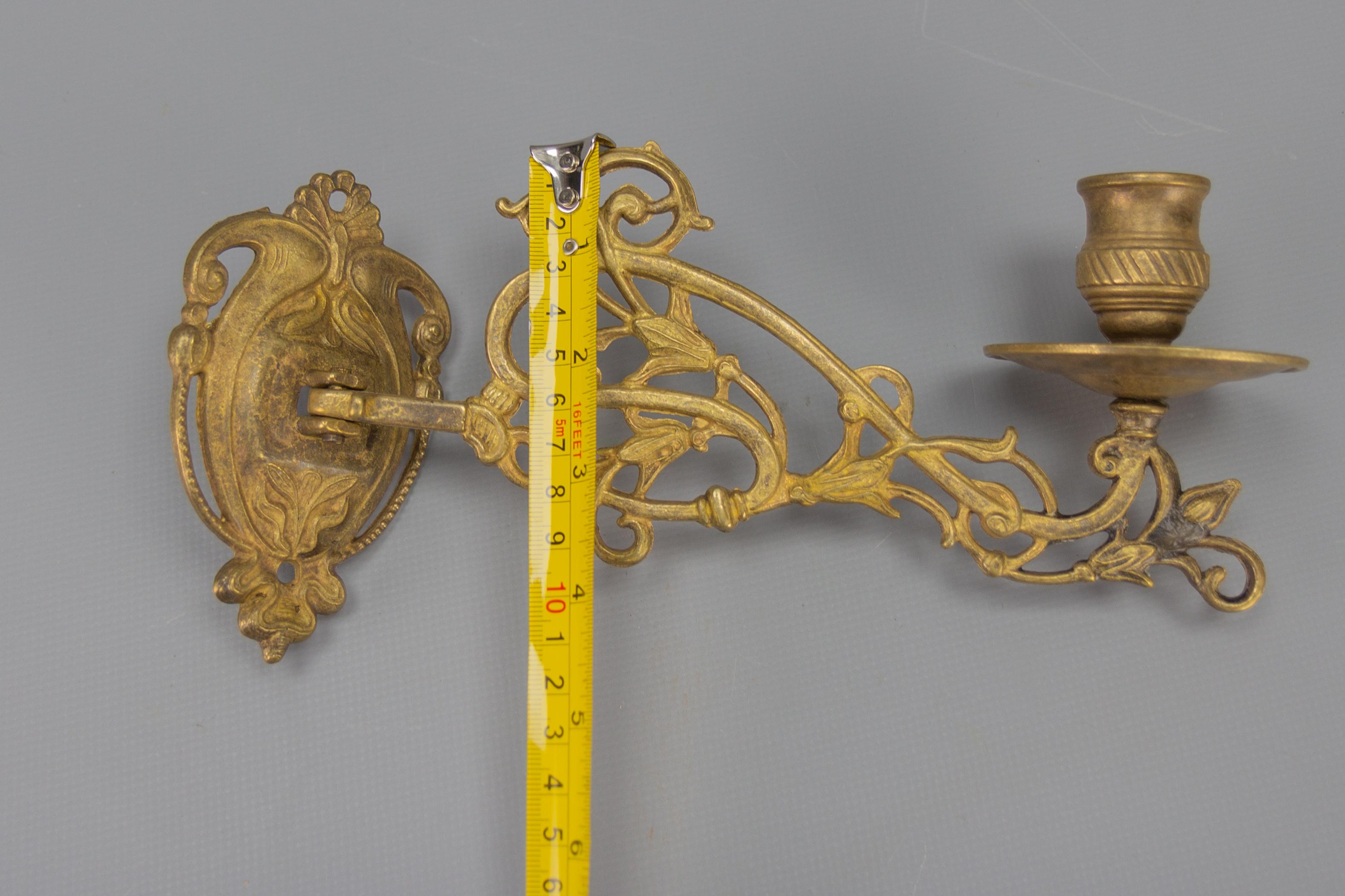 Pair of French Art Nouveau Style Piano Candlesticks or Wall Lights, 1950s For Sale 10