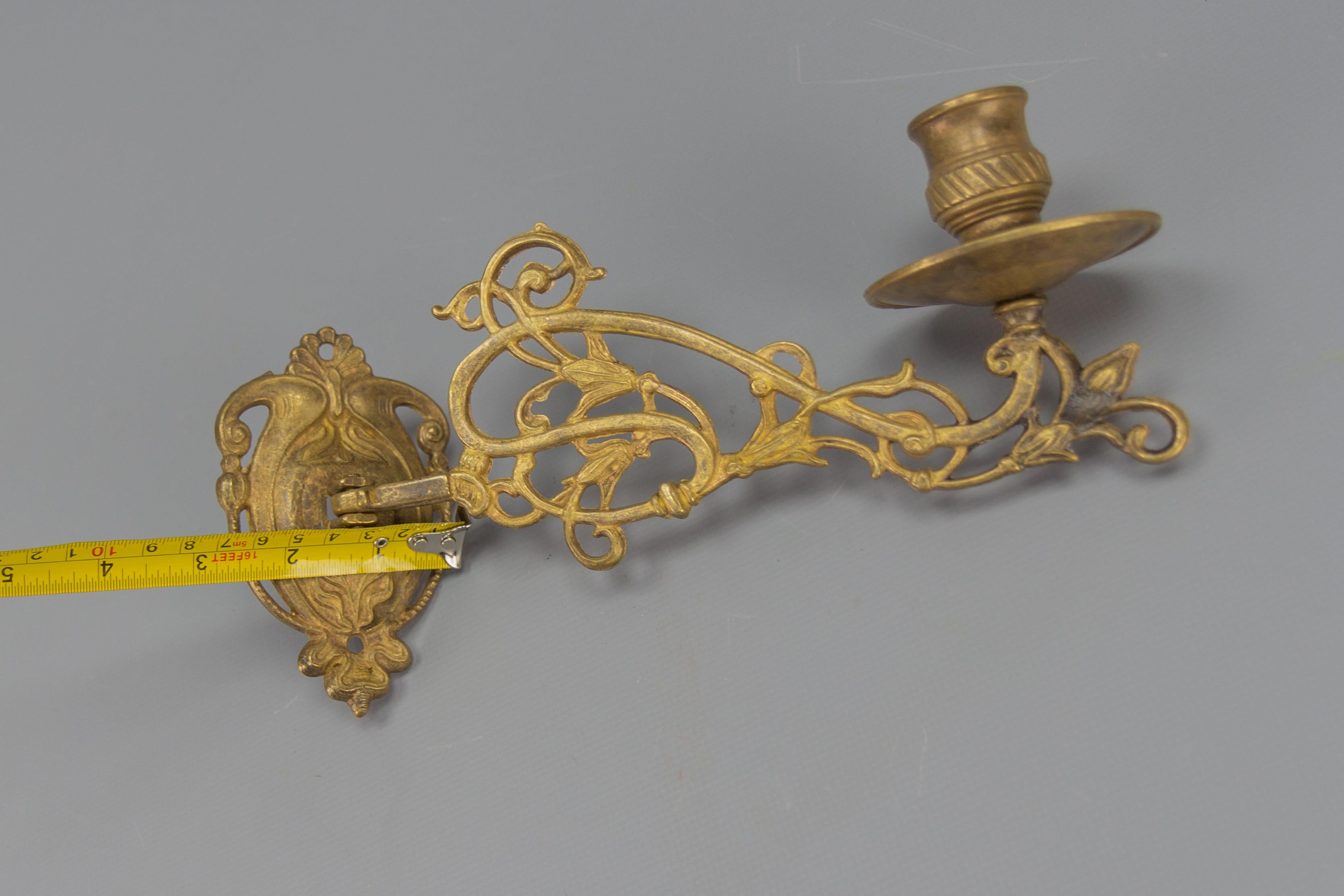 Pair of French Art Nouveau Style Piano Candlesticks or Wall Lights, 1950s For Sale 11