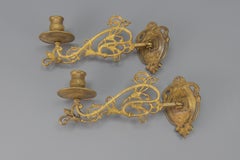 Pair of French Art Nouveau Style Piano Candlesticks or Wall Lights, 1950s