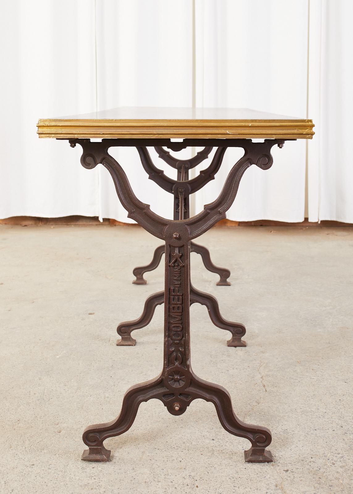 Pair of French Art Nouveau Style Triple Pedestal Bistro Tables For Sale 11