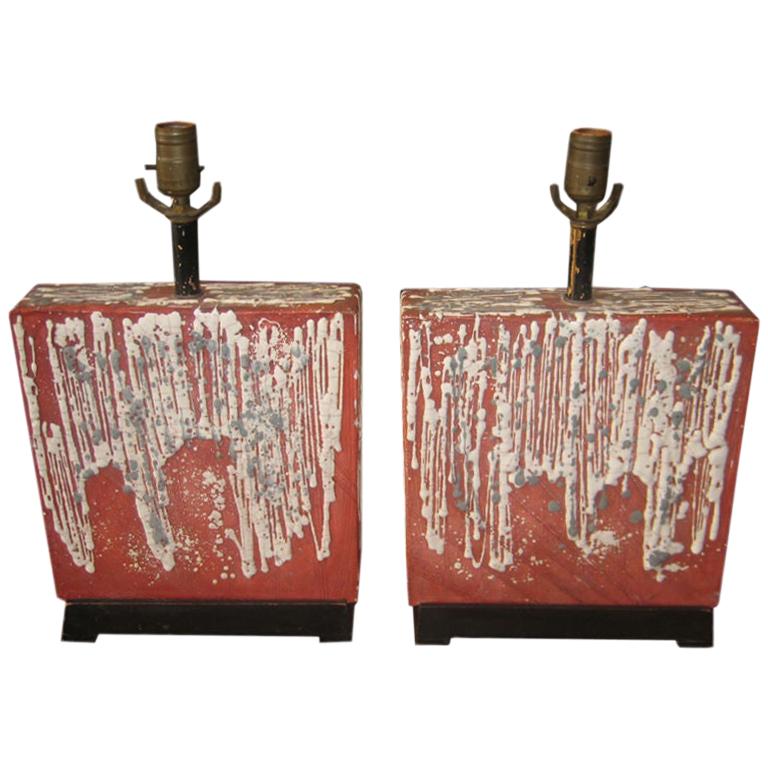 Pair of French Art Pottery Lamps