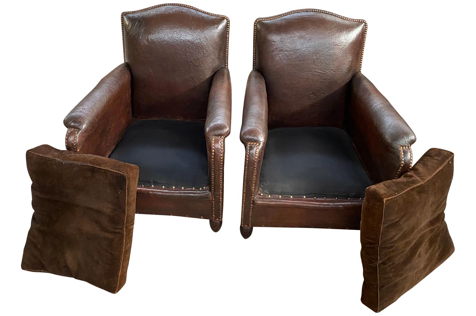 Pair of French Arte Deco Period Club Chairs 6