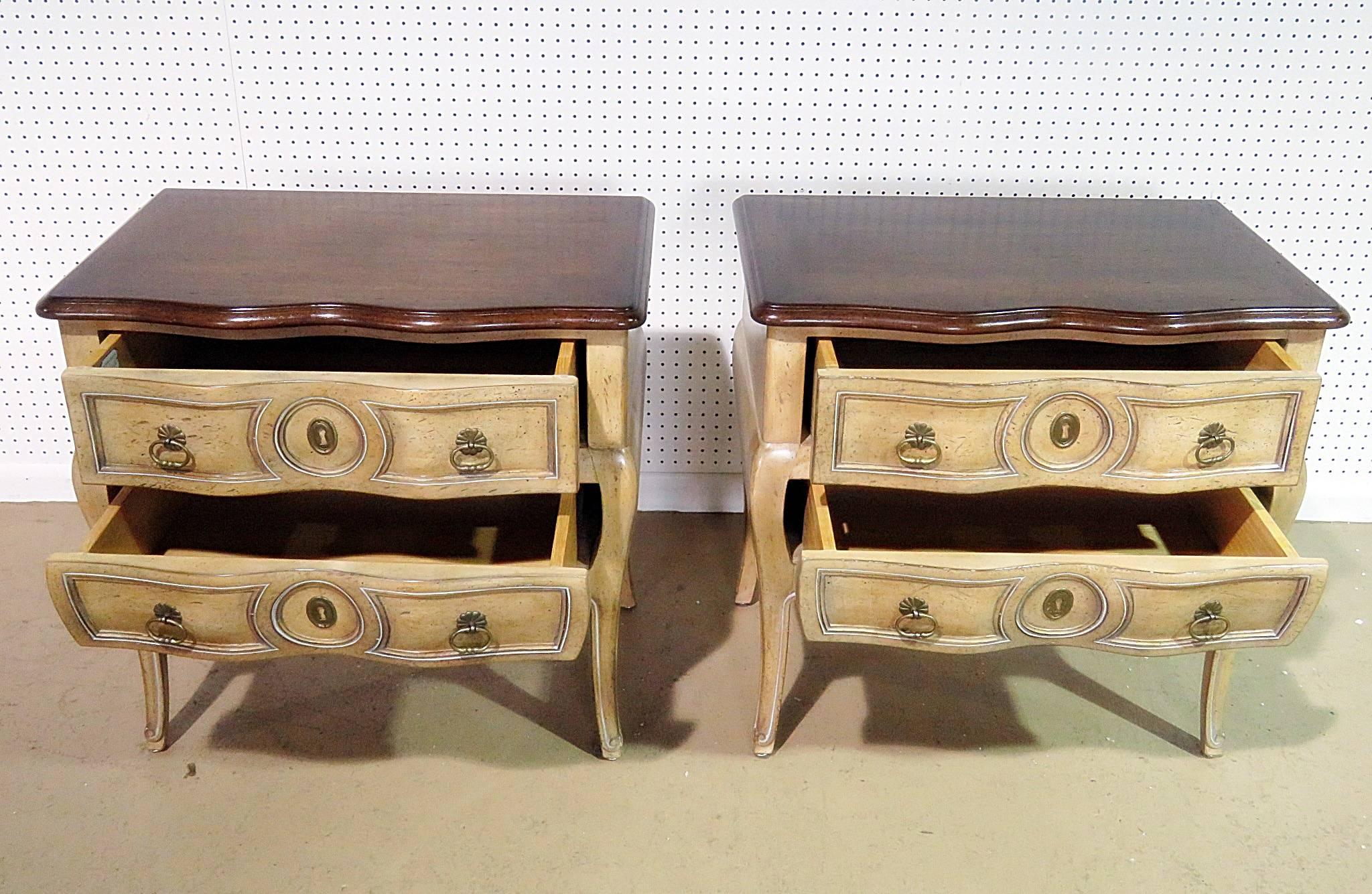 French Provincial Pair of French Auffray Nightstands
