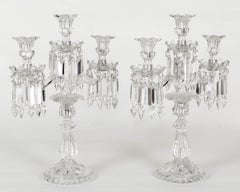 Pair of French Baccarat Crystal Candelabras