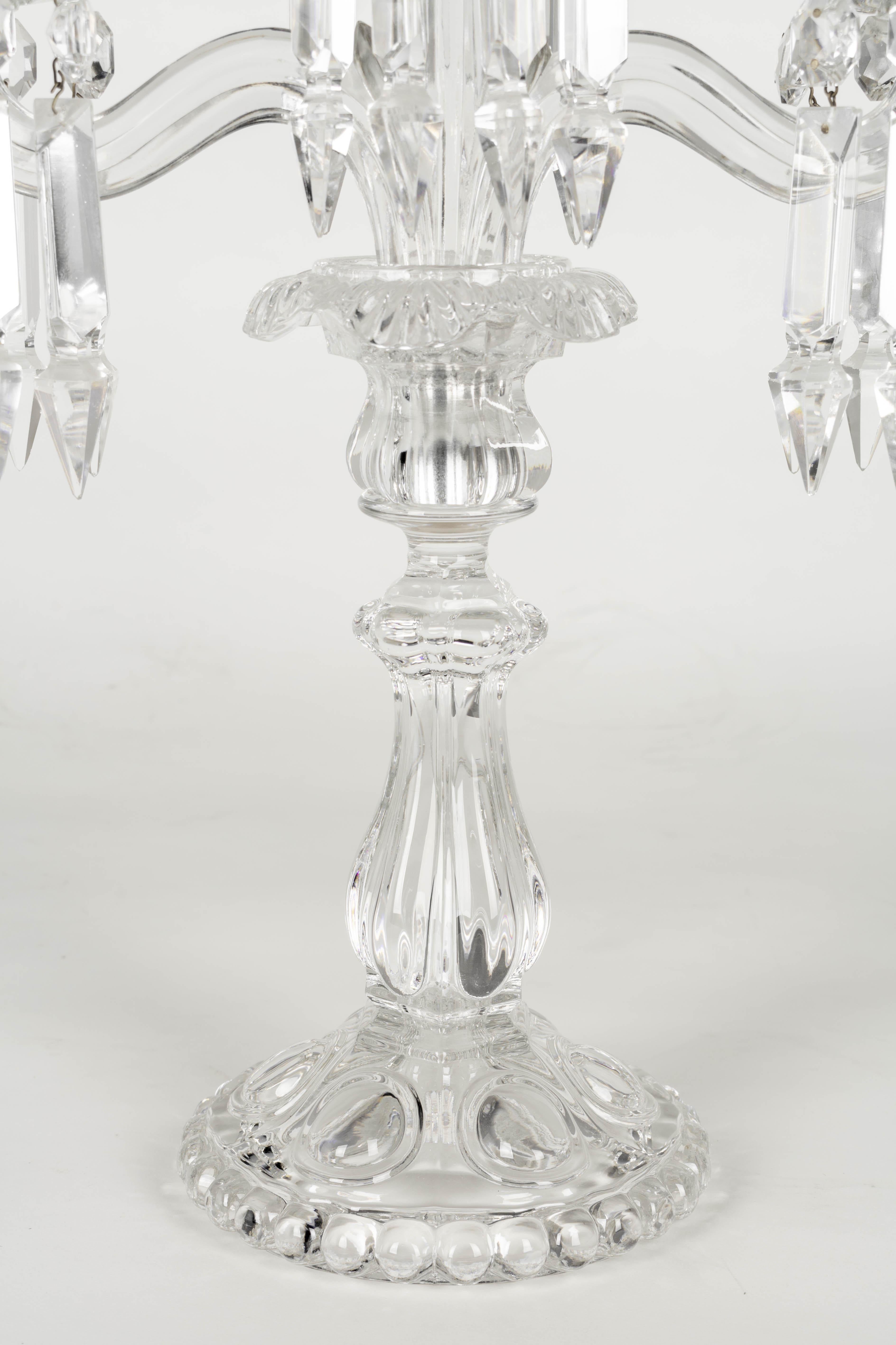 Early 20th Century Pair of French Baccarat Crystal Candelabras