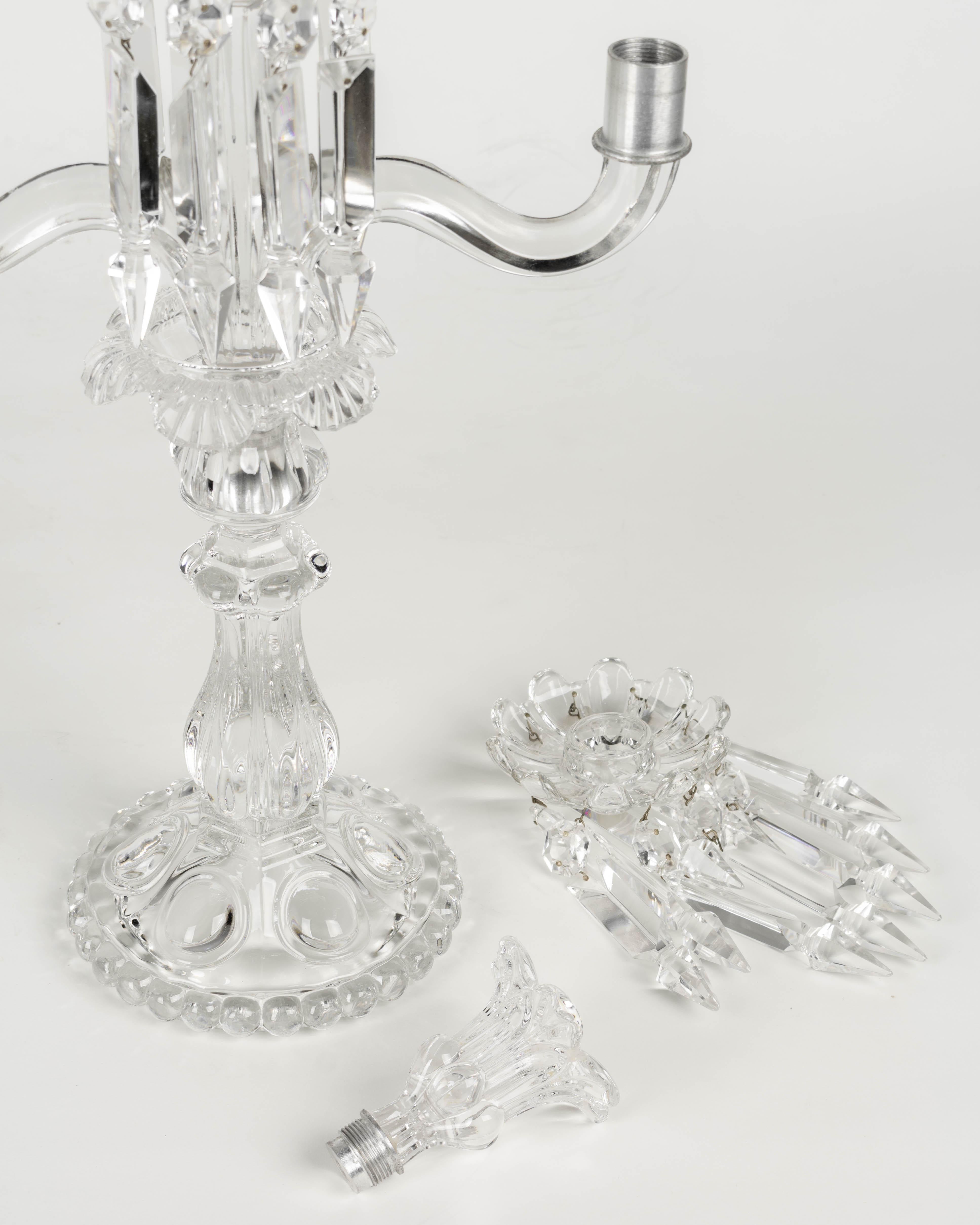 Pair of French Baccarat Crystal Candelabras 1