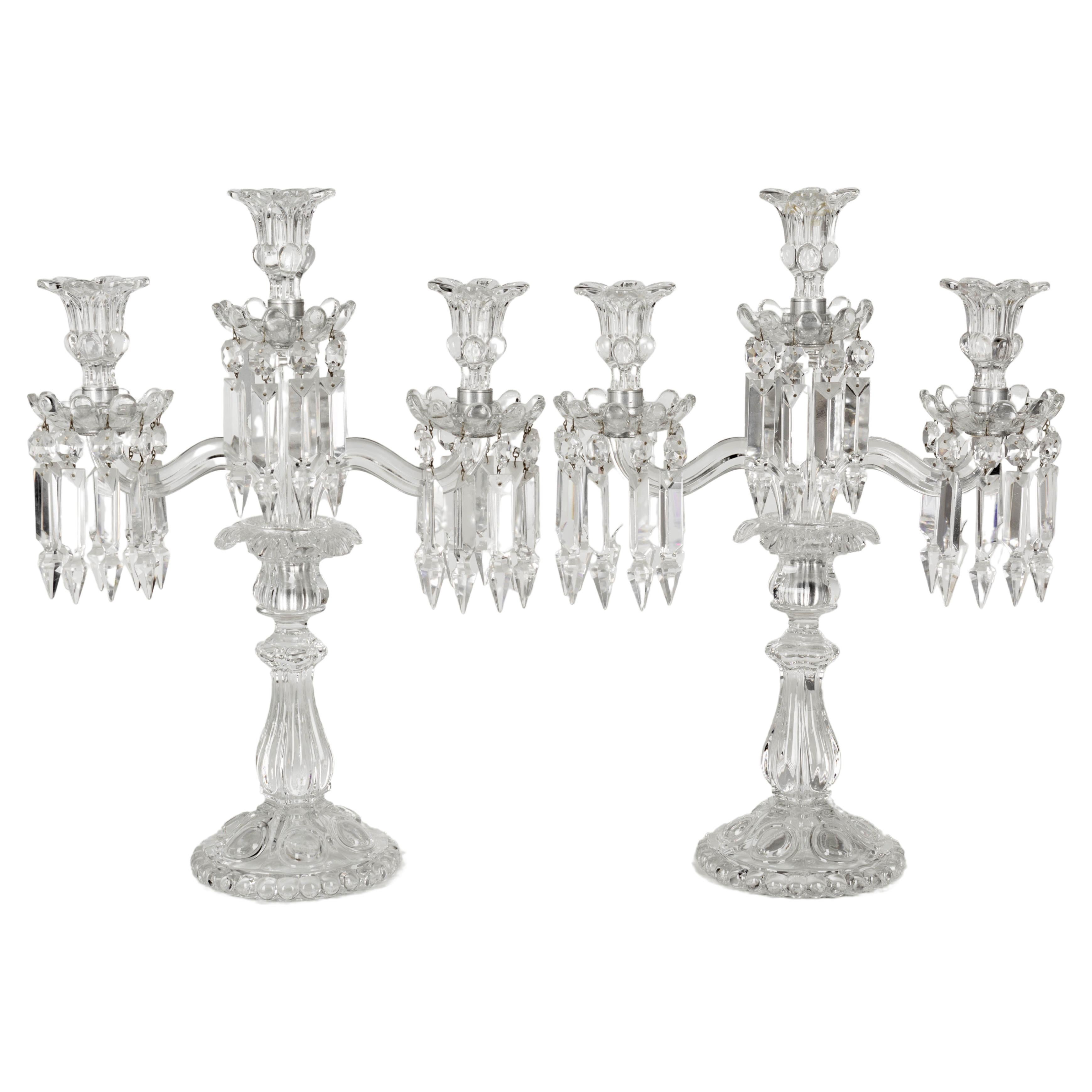 Pair of French Baccarat Crystal Candelabras