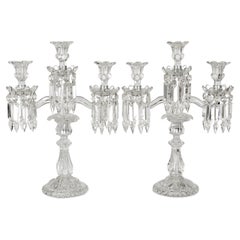 Antique Pair of French Baccarat Crystal Candelabras