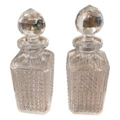 Antique Pair of French Baccarat Cut Crystal Decanters, Early 20th Century