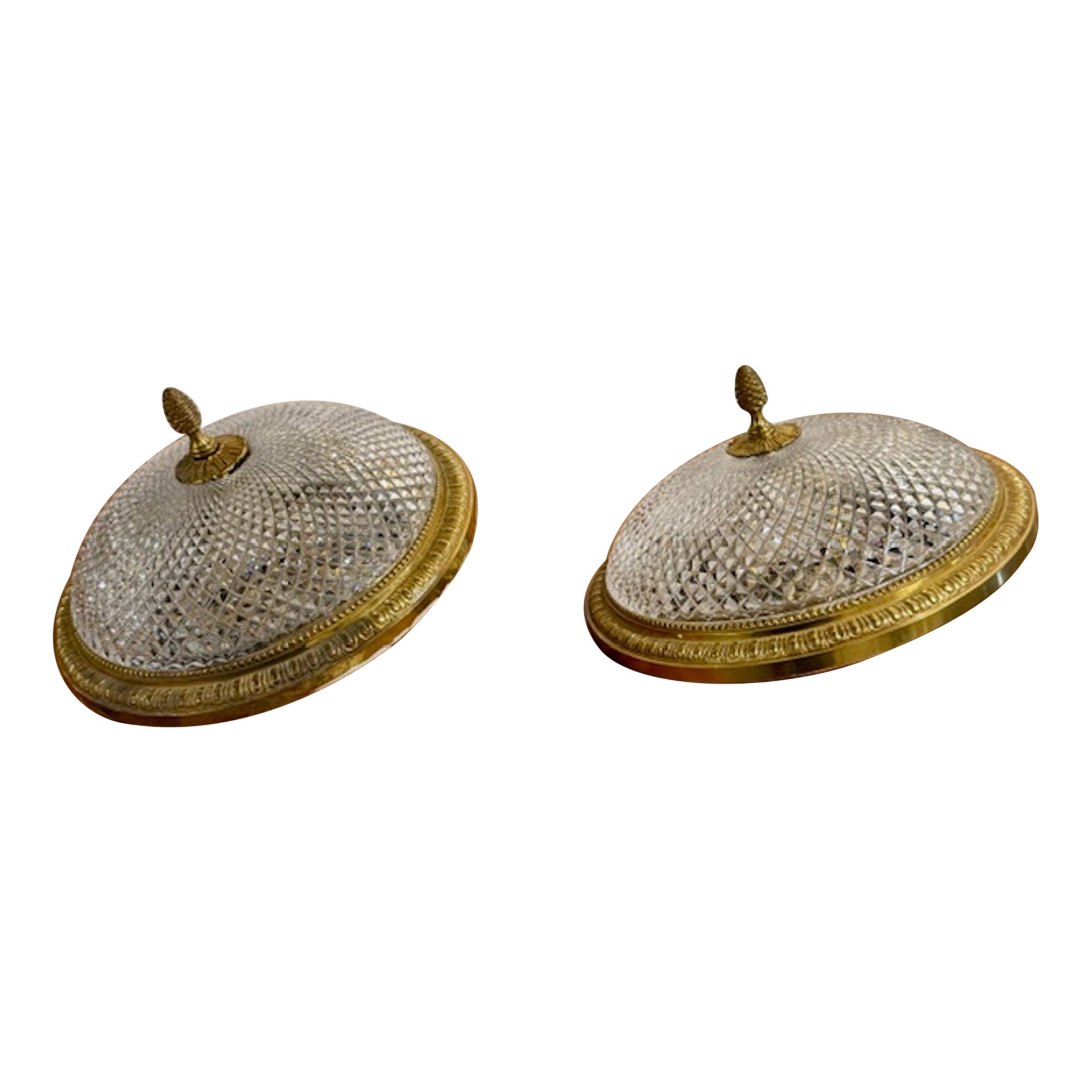 Pair of French Baccarat Manner Flush Mounts