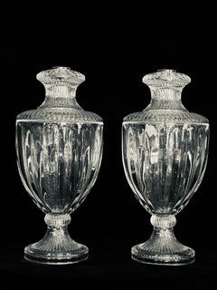 Pair of French Baccarat Style Neoclassical Crystal Lamps