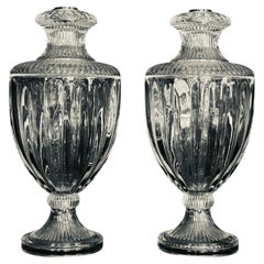Pair of French Baccarat Style Neoclassical Crystal Lamps