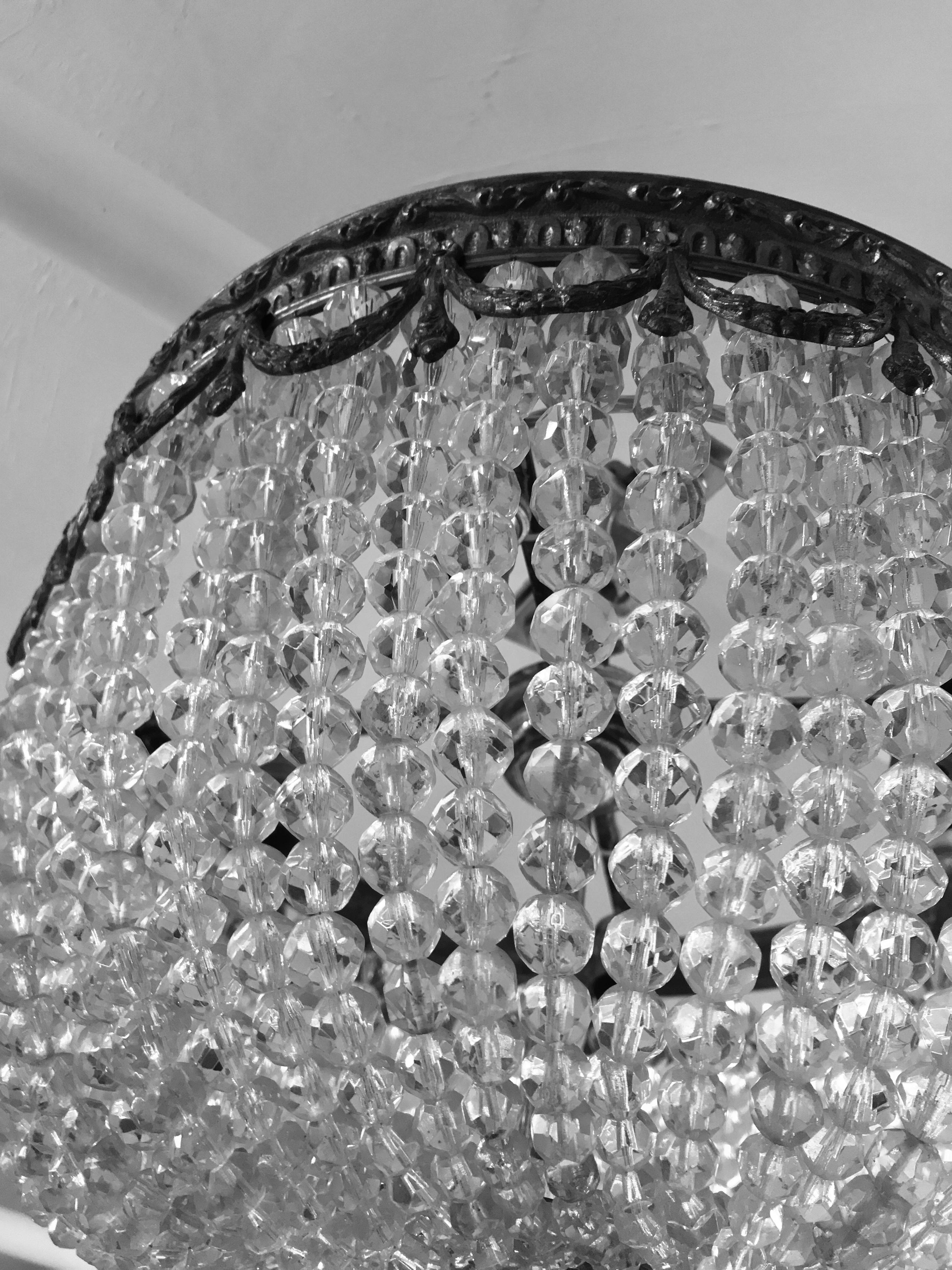 Cut Glass Pair of French Bag Chandeliers