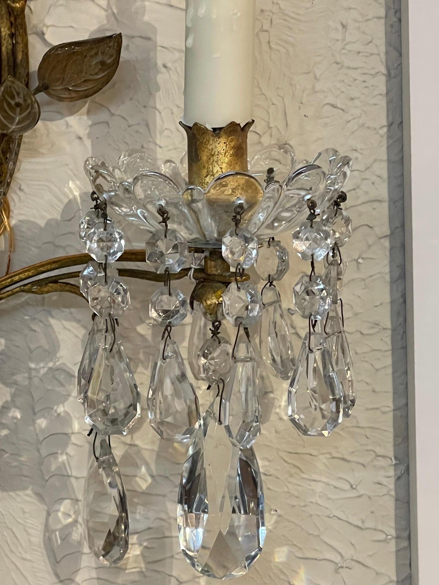 Mid-20th Century Pair of French Bagues Sconces