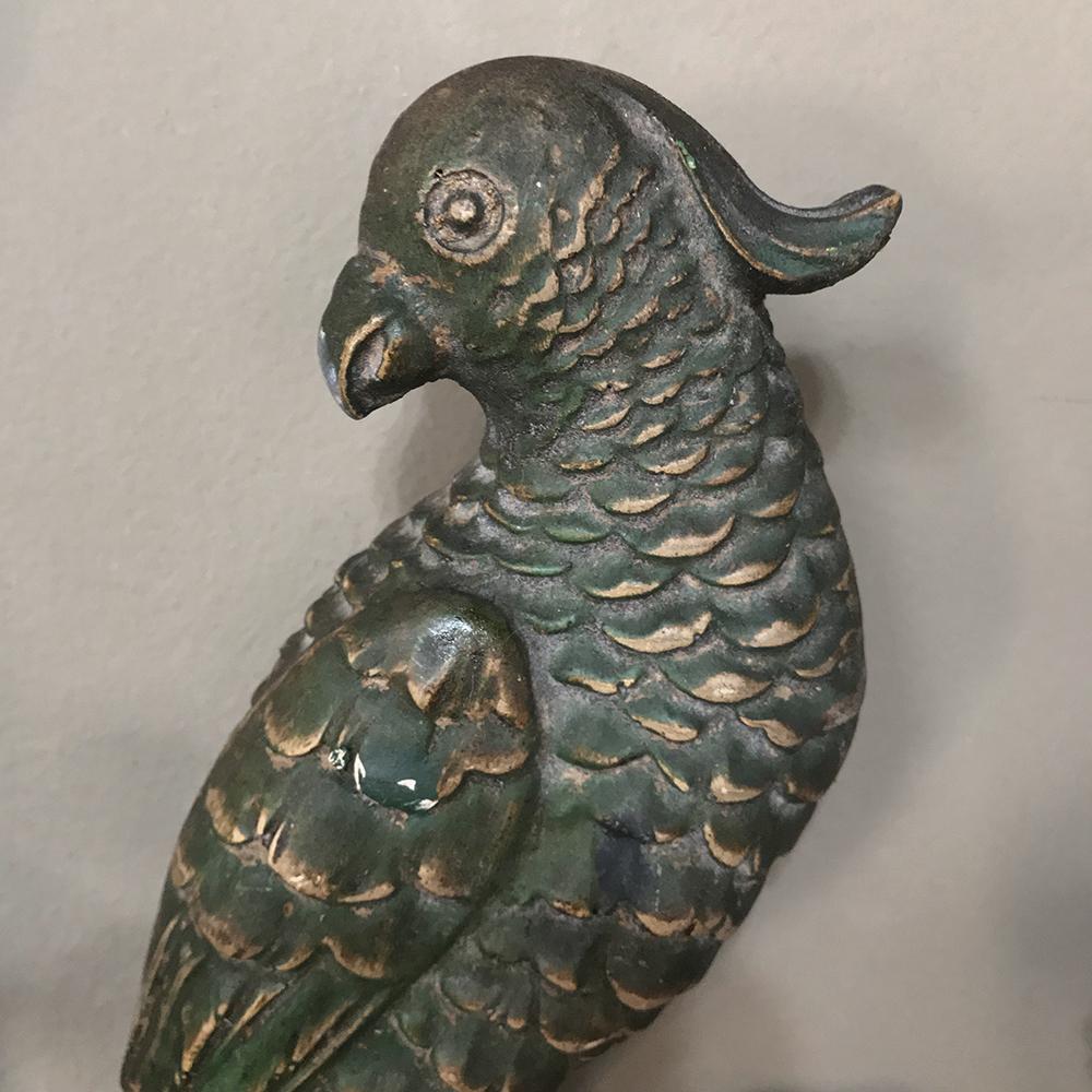 Walnut Pair of French Bagues Style Carved and Gilded Wood Parrot Sconces, circa 1920