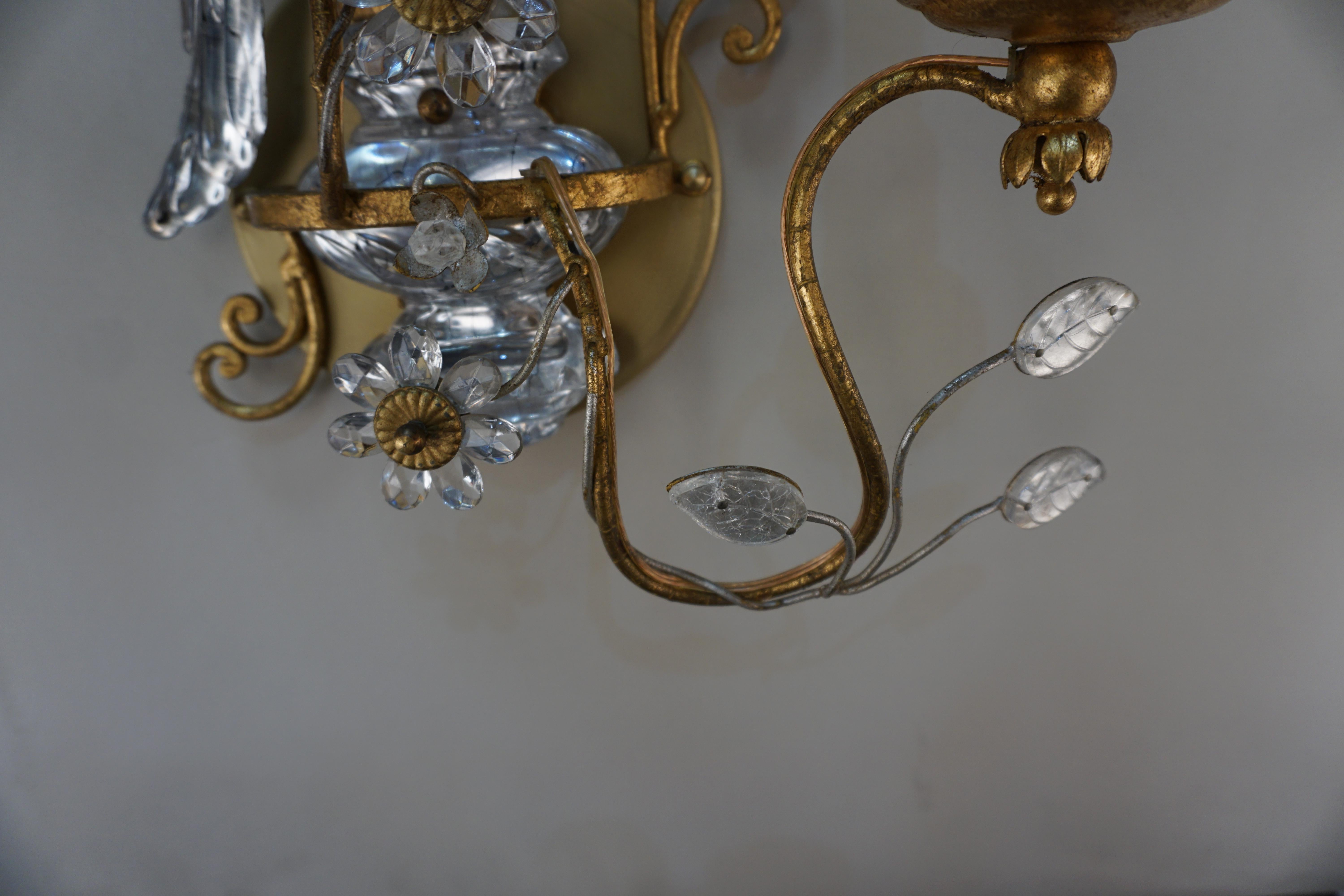 Metal Pair of French Bagues Wall Sconce For Sale