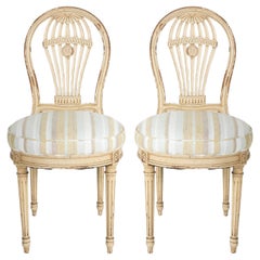 Antique Pair of French Balloon Back Side Chairs