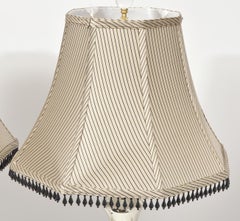 Pair of French Baluster Shape Cut Mercury Glass and Bronze Lamps