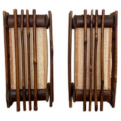 Pair of French Bamboo and Rattan Table Lamps