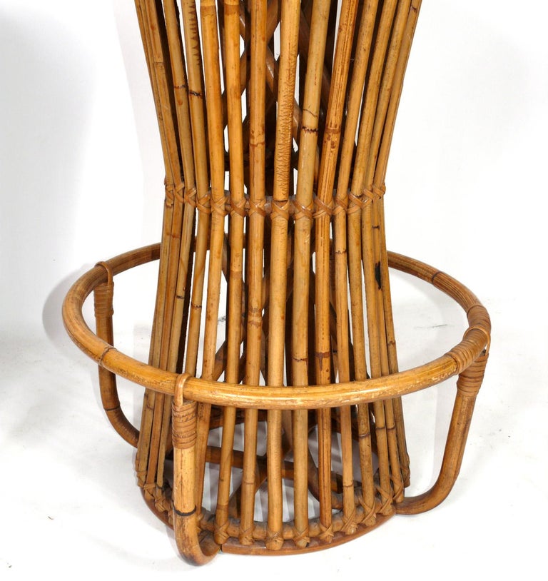 Pair of French Bamboo Bar Stools For Sale at 1stDibs