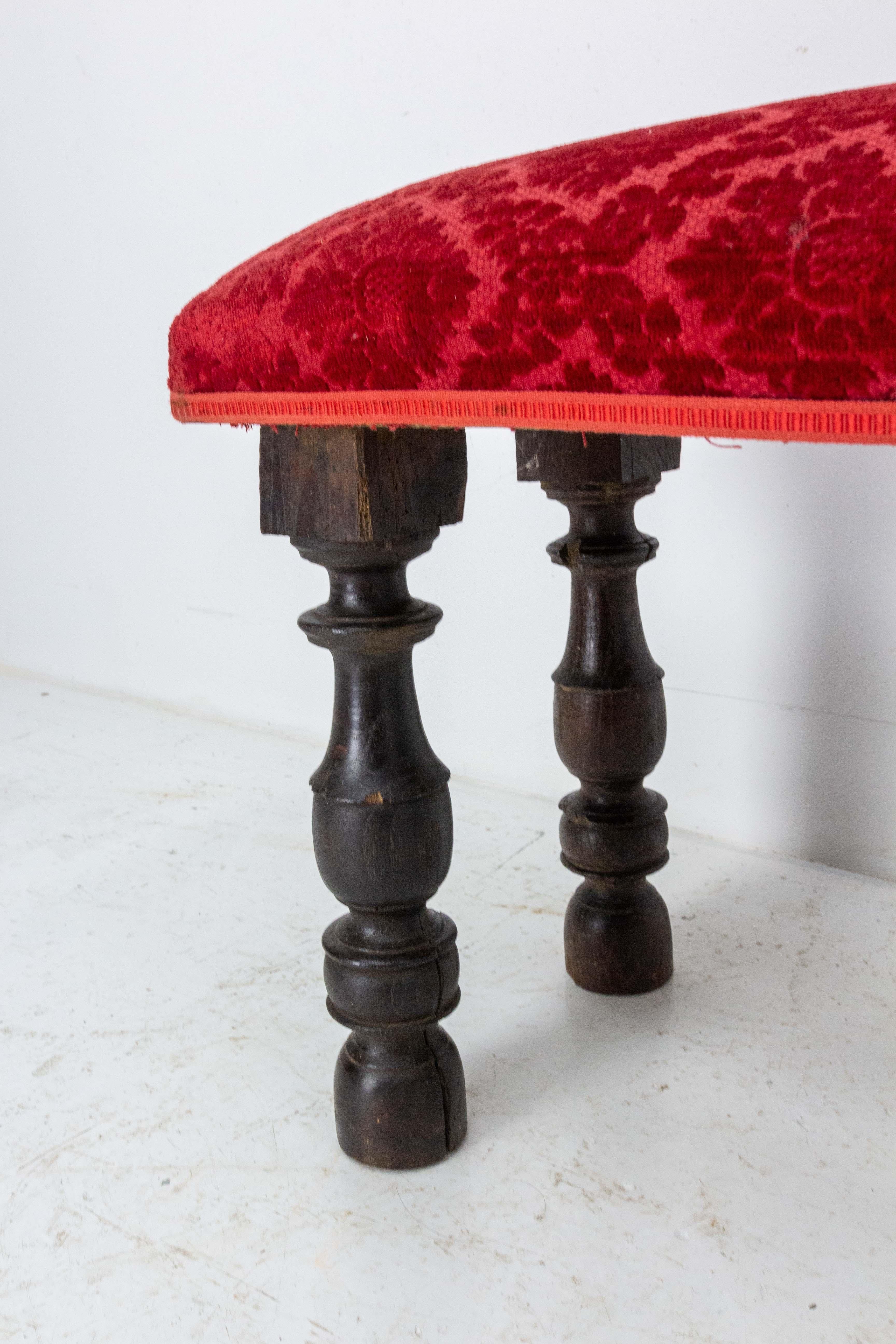 Pair of French Banquettes Benches Chestnut and Upholstery, circa 1900 For Sale 3