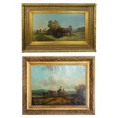 Antique Pair Of French Barbizon Paintings, After Rosa Bonheur And Charles Ceramano