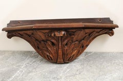 Pair of French Baroque 17th Century Wooden Wall Brackets with Carved Foliage