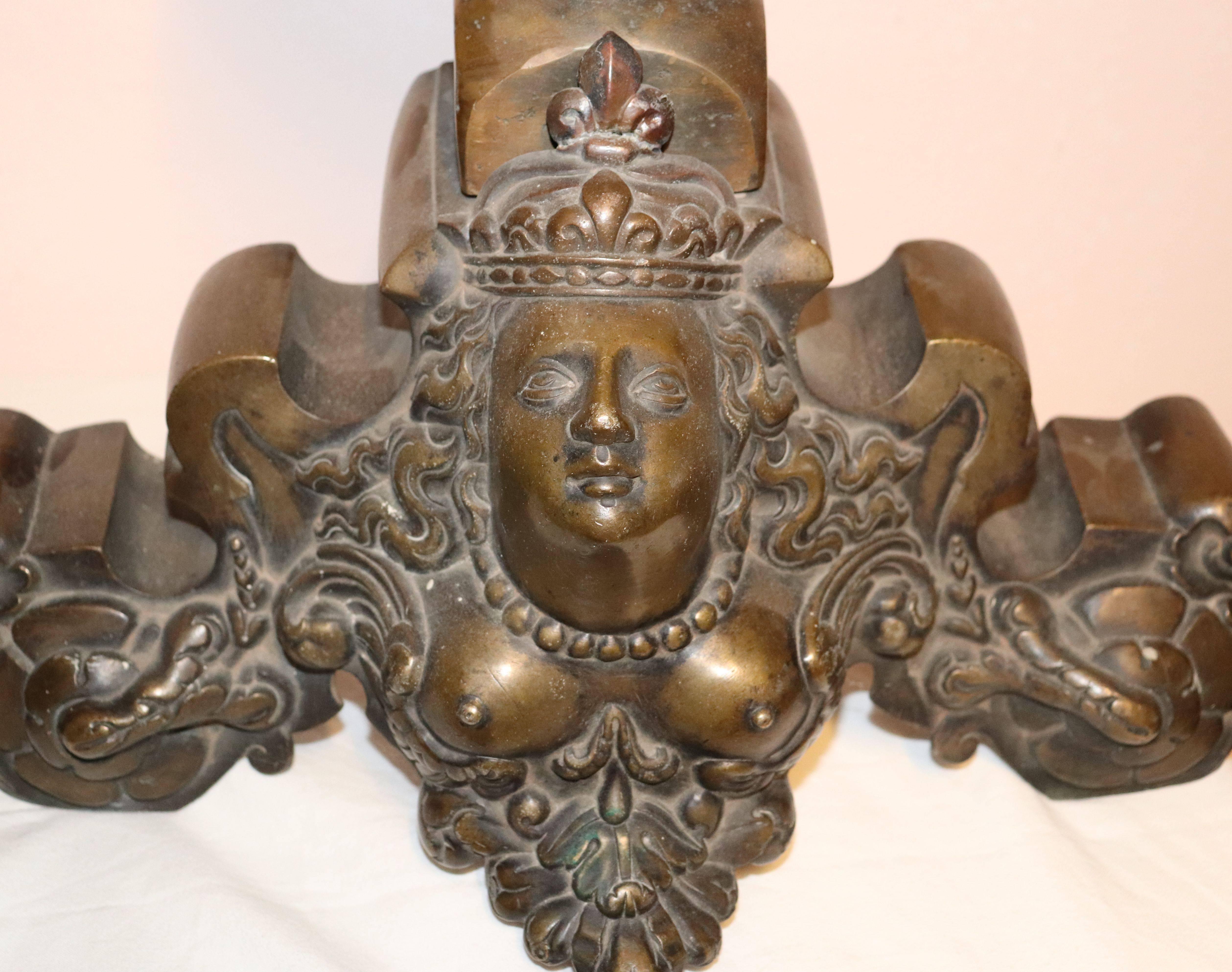 Pair of French Baroque bronze chenets
Provenance Åsgård mansion Mariefred/Sweden.