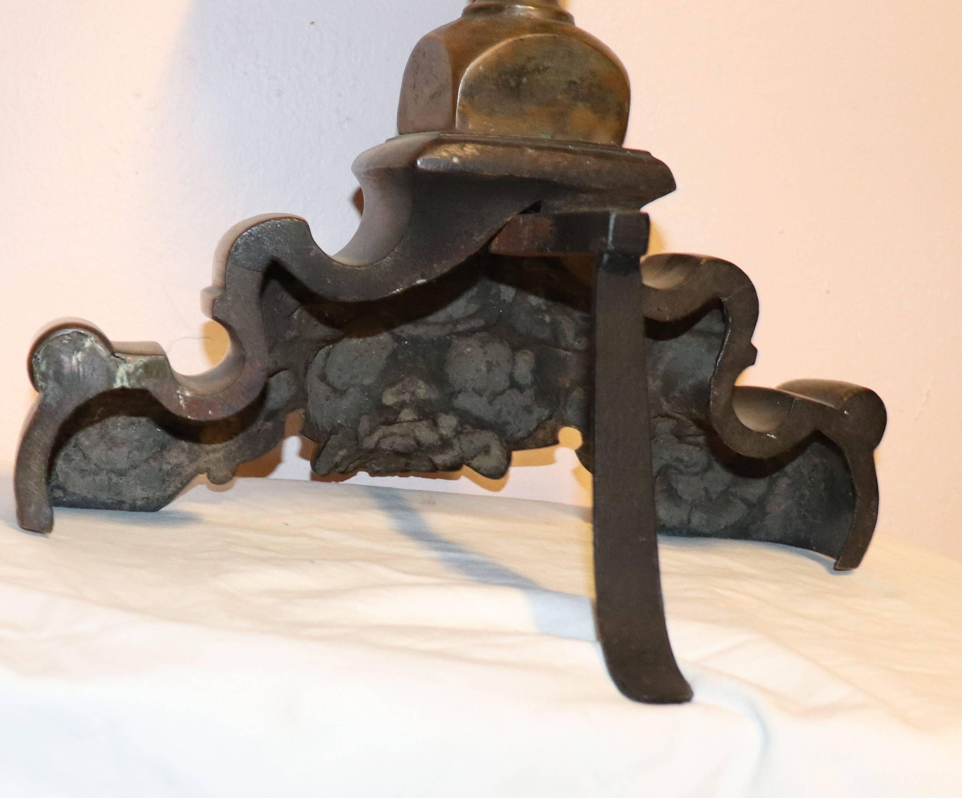 Pair of French Baroque Bronze Chenets In Good Condition For Sale In Stockholm, SE