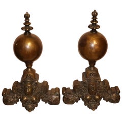 Pair of French Baroque Bronze Chenets