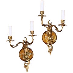 Pair of French Baroque Style Figural Wall Sconces