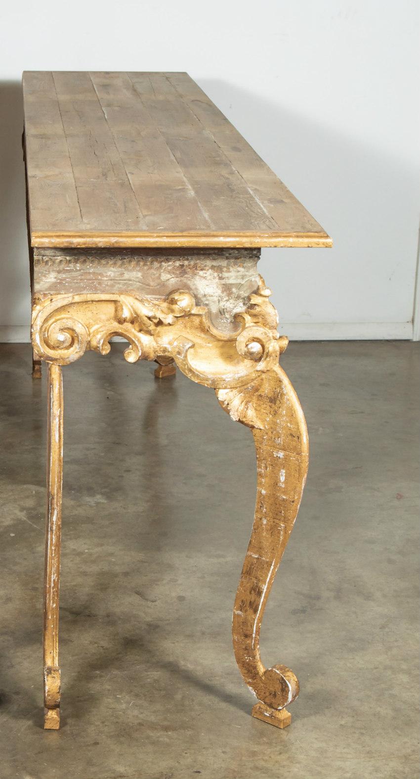 French Baroque Style Painted and Parcel Gilt Fragment Console Table 4