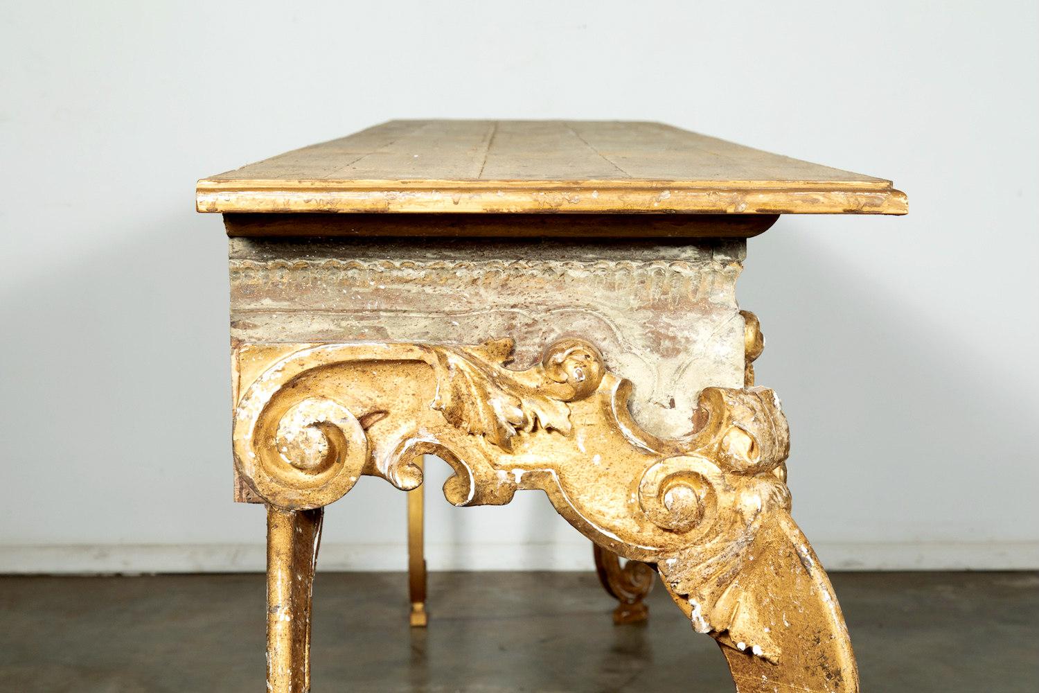 French Baroque Style Painted and Parcel Gilt Fragment Console Table 5