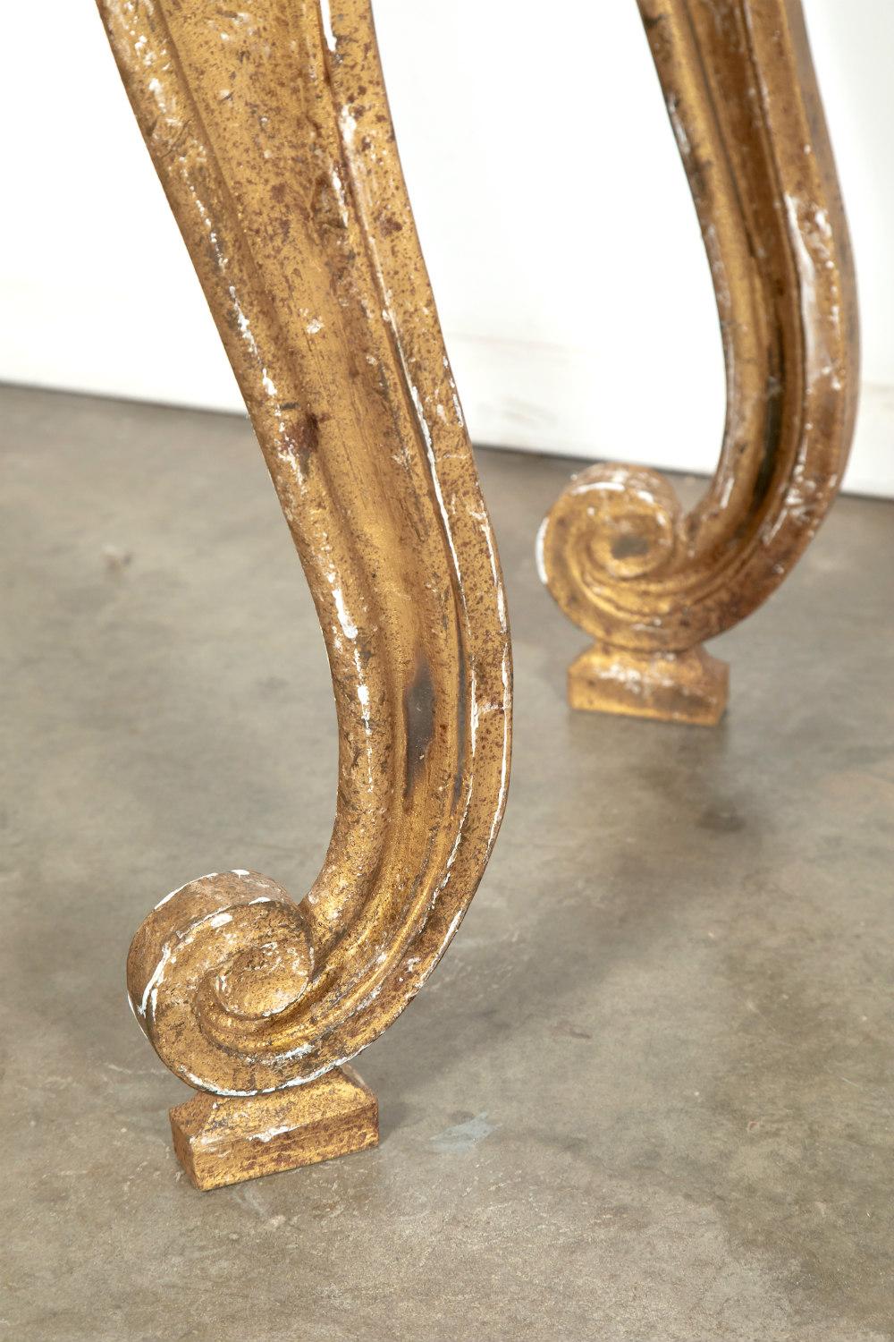 French Baroque Style Painted and Parcel Gilt Fragment Console Table 6