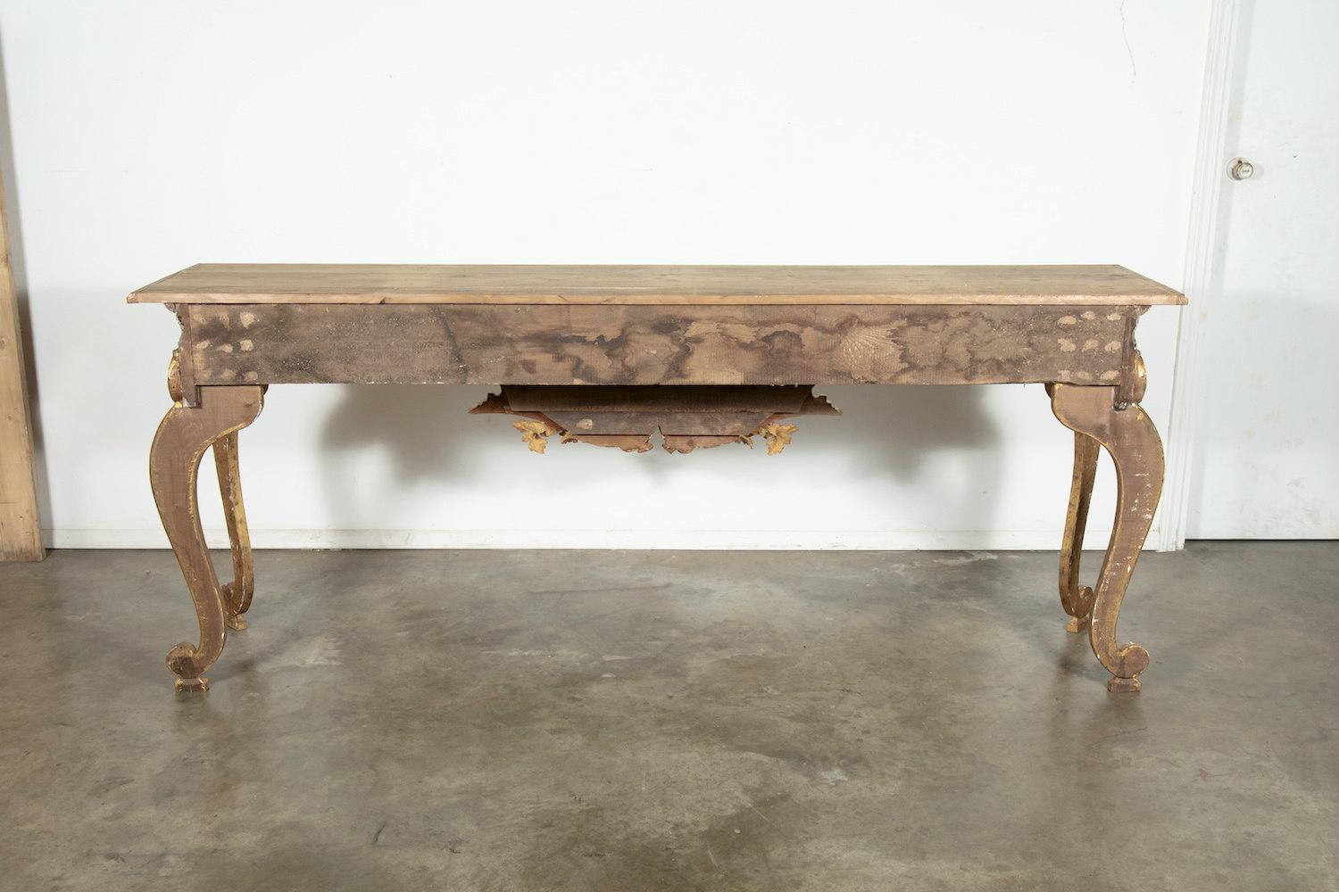 French Baroque Style Painted and Parcel Gilt Fragment Console Table 9