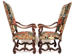 Pair of French Baroque Walnut Needlework Armchairs of the Late 17th Century