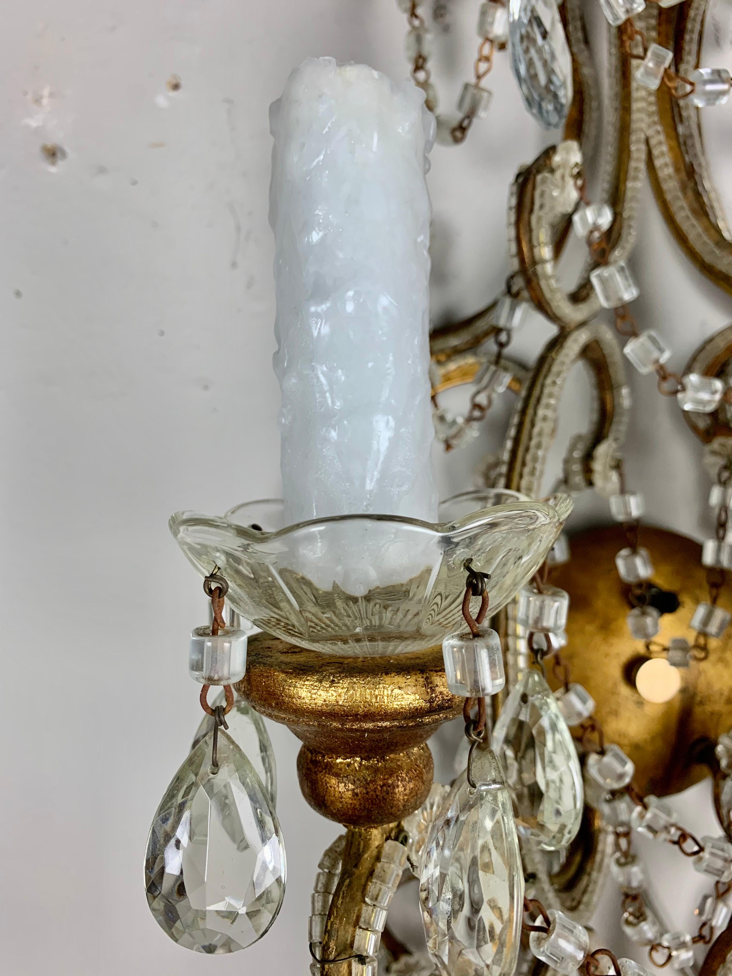 Pair of French Beaded 6-Light Sconces, C. 1940 For Sale 4