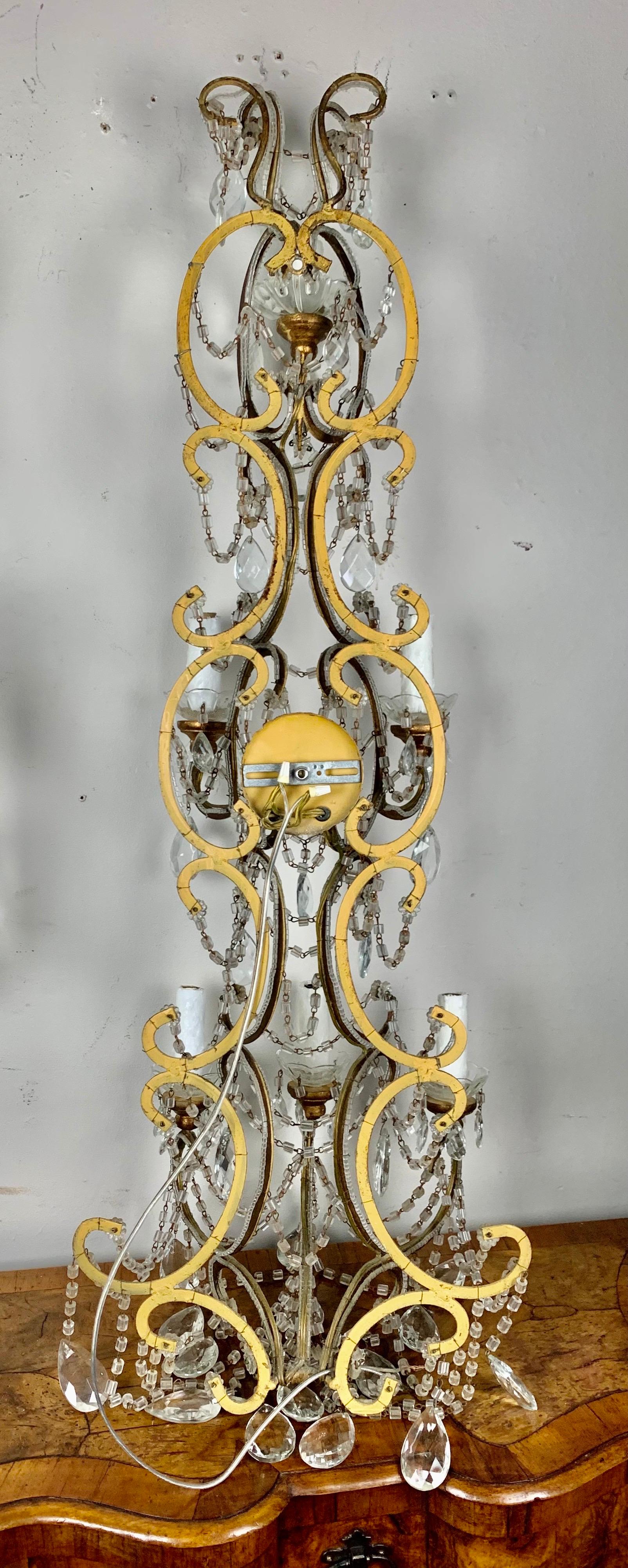 Pair of French Beaded 6-Light Sconces, C. 1940 For Sale 6