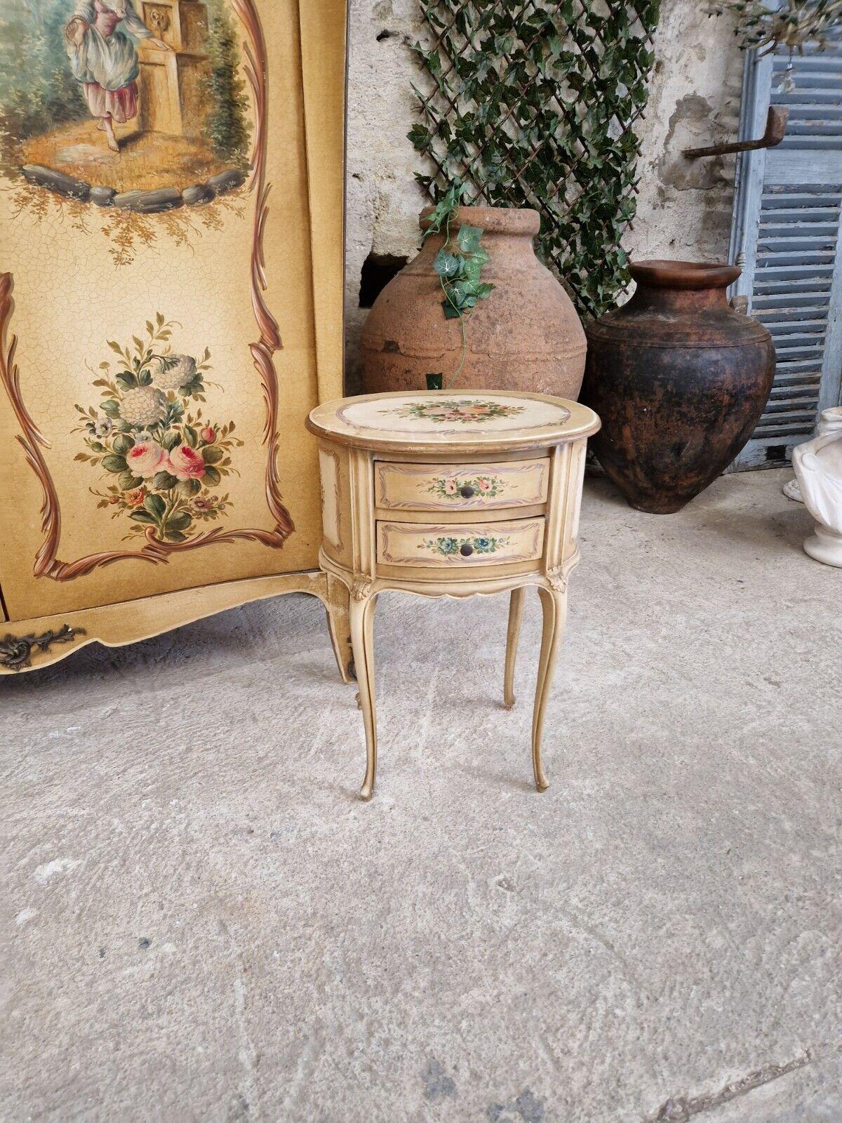 Pair of French Bedside Cabinets Wooden Hand Painted Louis XV Style 6