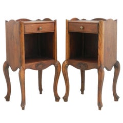 Pair of French Bedside Tables Oak Early 20th Century Louis Revival