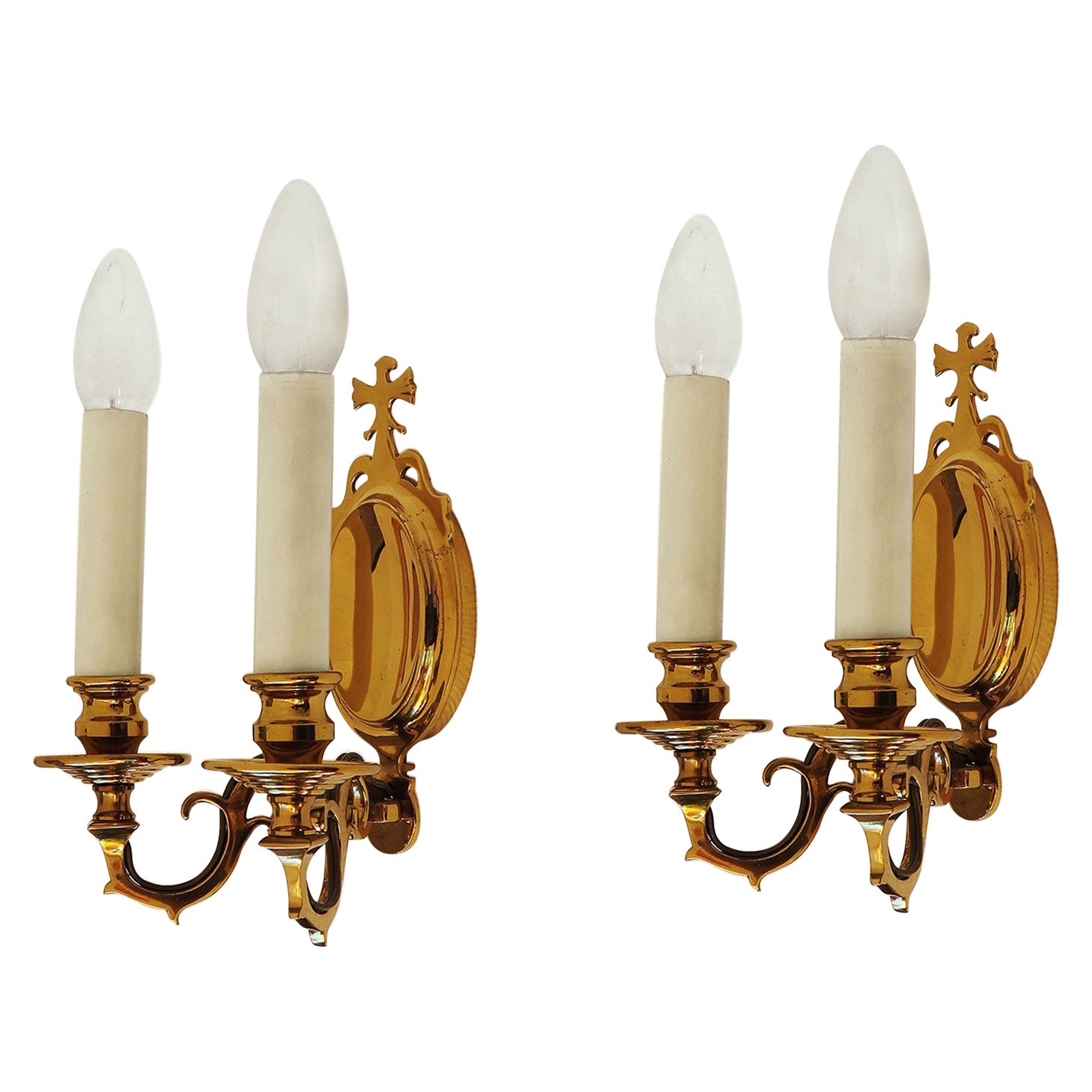 Coppia di appliques francesi Belle Epoche / Art Déco in ottone 1930