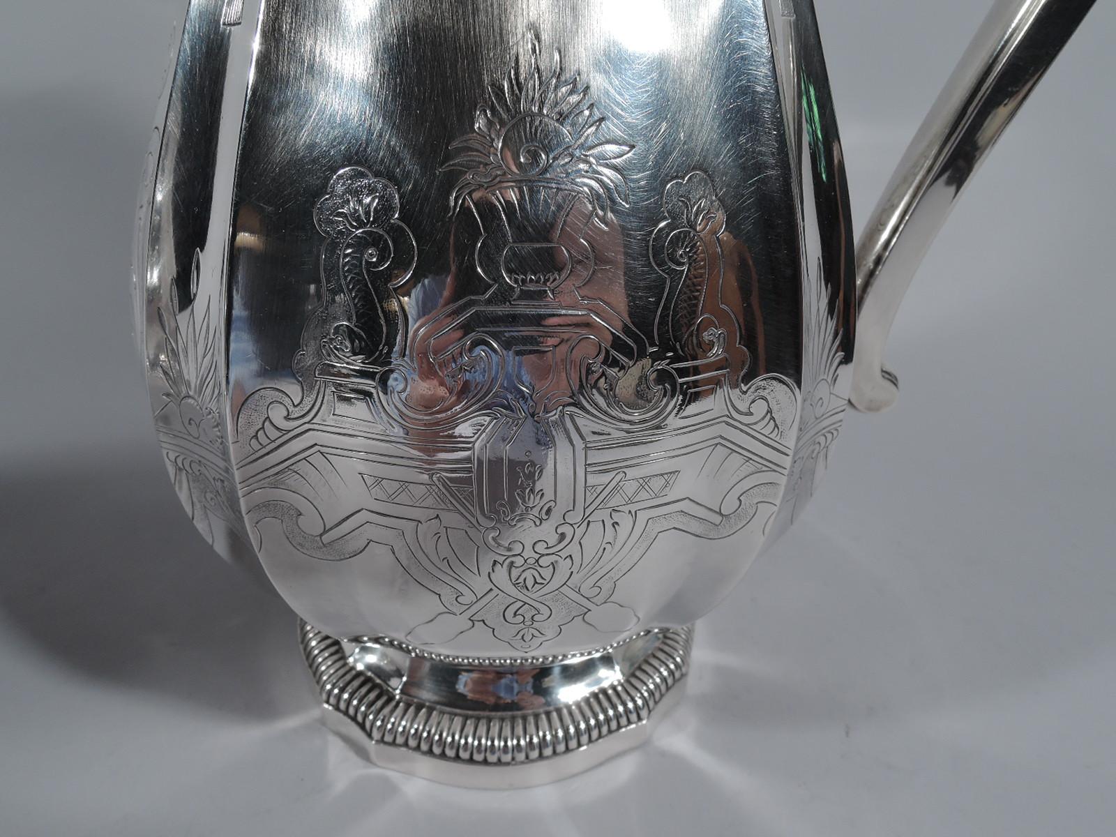 Pair of French Belle Epoque Classical Silver Water Pitchers 1